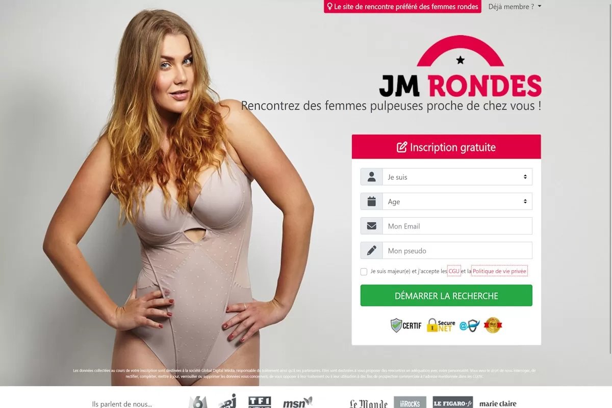 Capture d'écran 1 — JM Ronde avis 2026 : notre test complet de la déclinaison rencontres avec des femmes rondes